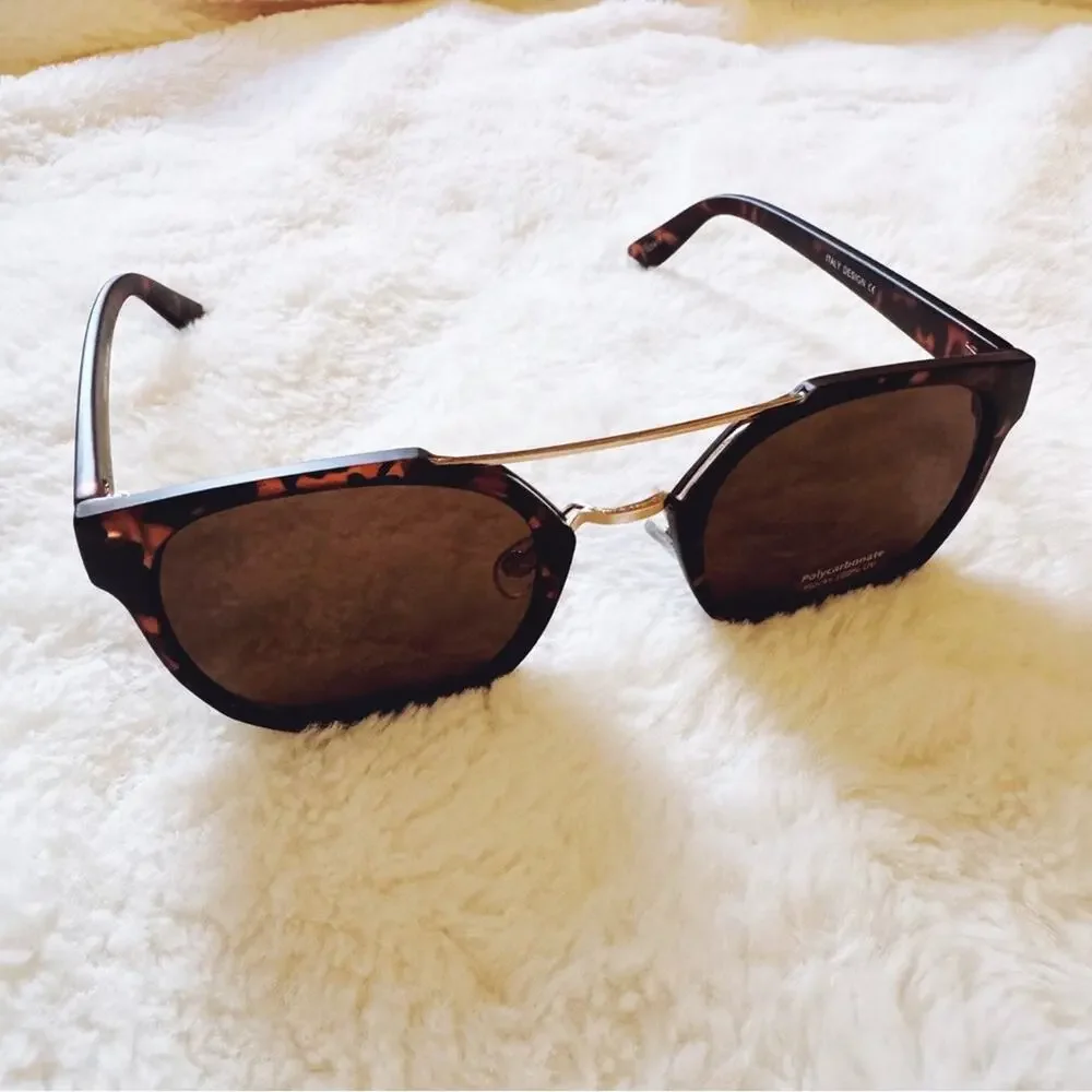 Ansel Tortoise Brown Bold Round Sunglasses